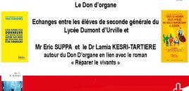 Echanges entre les lves de seconde gnrale du Lyce Dumont d'Urville de Toulon, un transplant cardiaque et le Madame le Docteur Lamia KESRI-TARTIERE, Cardiologue, autour du don d'organe, en lien avec le roman  Rparer les vivants.jpg